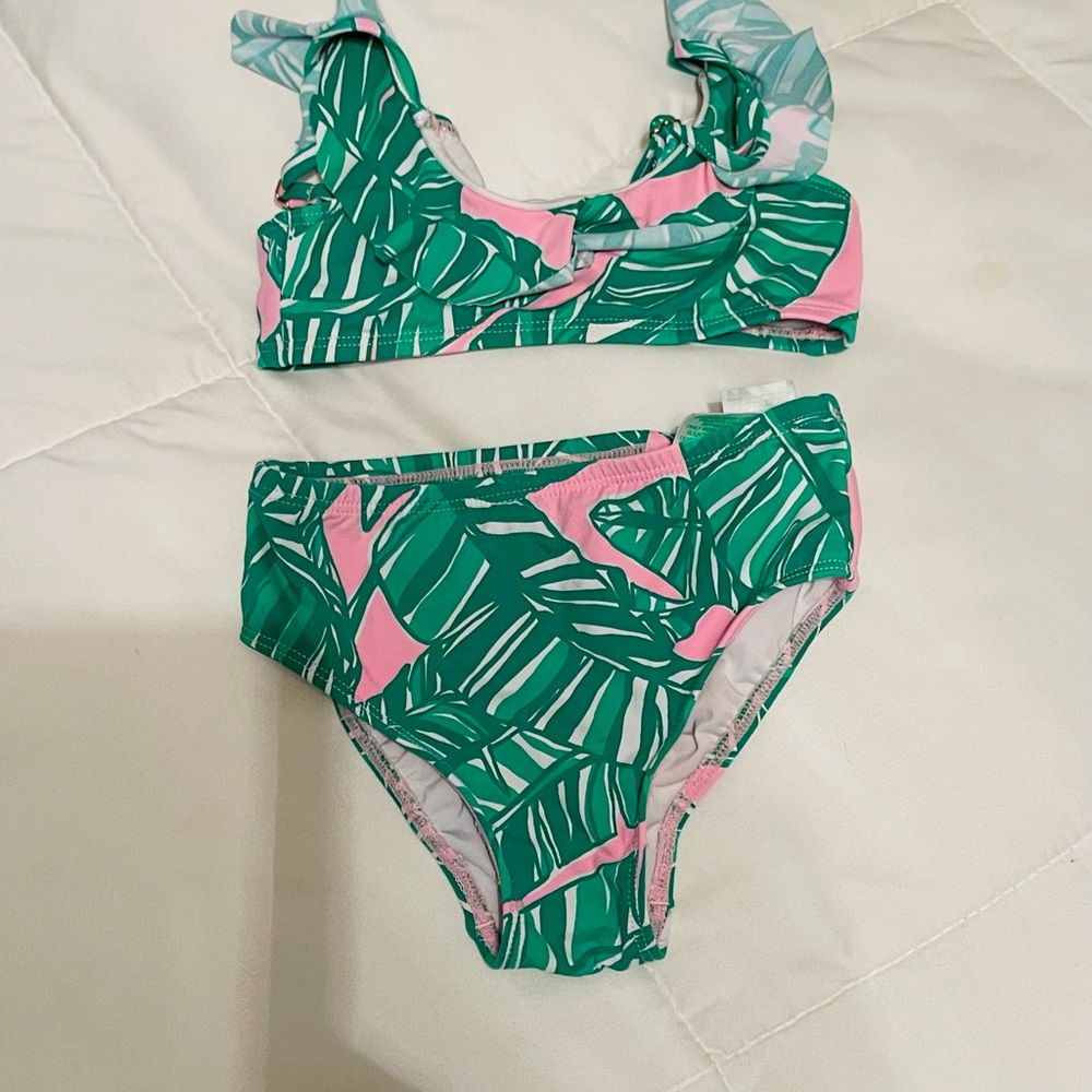 Lilly Pulitzer Tropical Leaf Print Kids Swim Set